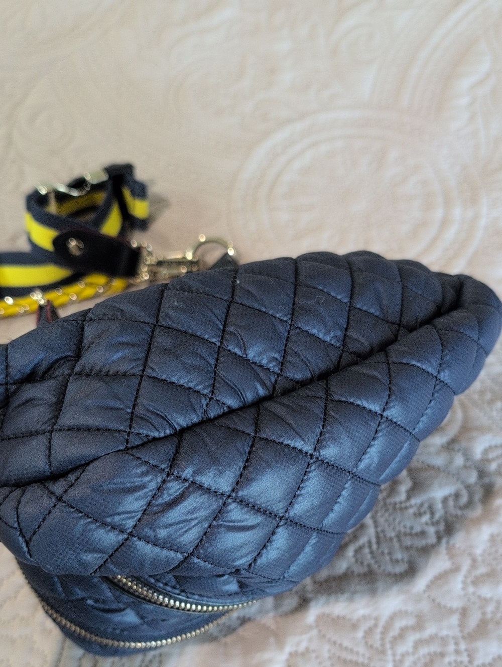 MZ WALLACE Crosby Quilted Sling Shoulder Bag In Dawn/sunflower/light G - Picture 4 of 10